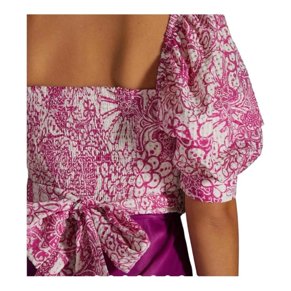 MAEVE ANTHROPOLOGIE Tie-Back Floral Printed Crop Top, Size SP.